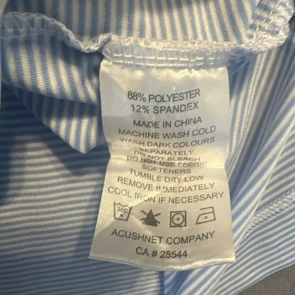 FootJoy FJ Performance Golf Polo Shirt Mens Size XL Yellow Blue Striped - Picture 7 of 7